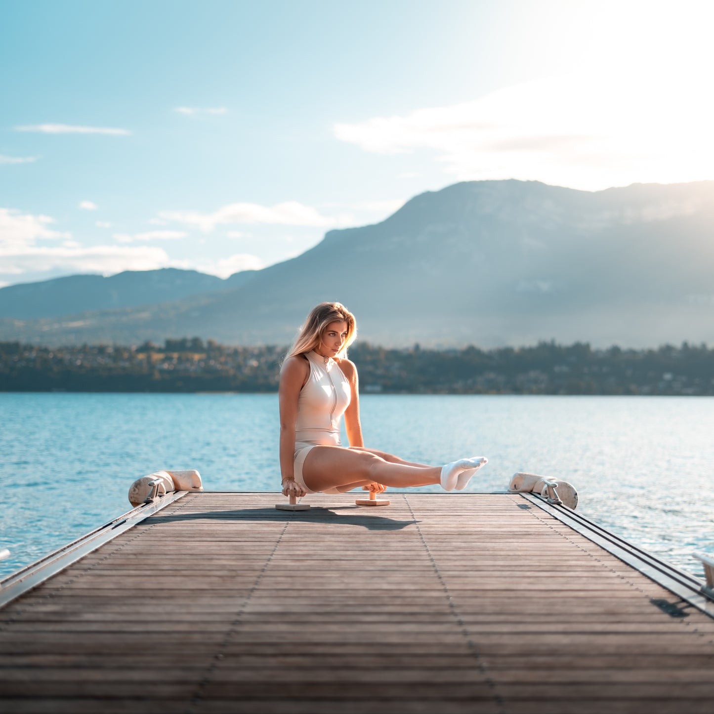 Round handstand canes in use - balance training demonstration