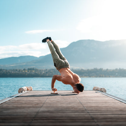 Square handstand canes for calisthenics - side angle view