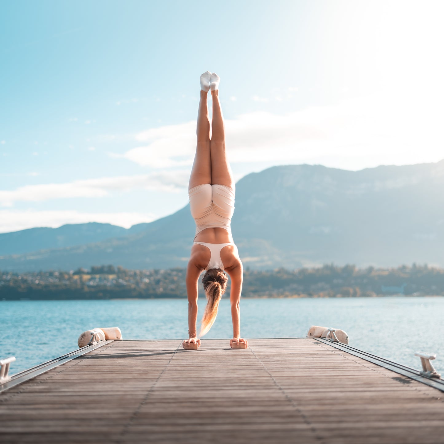 Handstand blocks in use - balance training demonstration