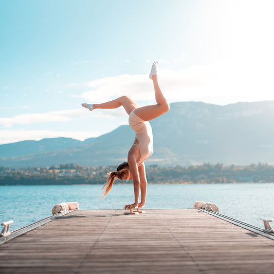 Square handstand canes in use - balance training demonstration