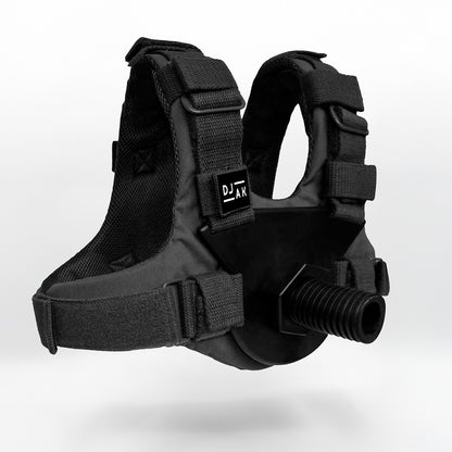 DJAK black weighted vest - back view showing plate loading system
