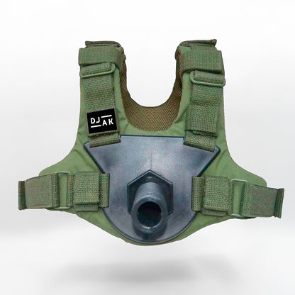 DJAK army green weighted vest - side angle showing adjustable straps